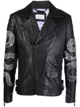 Байкерская куртка со змеиным принтом Philipp Plein, черный