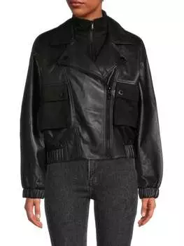 Байкерская куртка vс нагрудником из искусственной кожи, черный