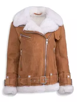 Байкерская куртка WOLFIE FURS из овечьей шерсти, tan