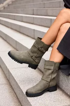 Байкерские ботильоны с пряжкой Forever Comfort Next, зеленый