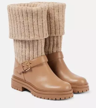 Байкерские ботинки Thurso с кожаной отделкой Gianvito Rossi, цвет desert+desert