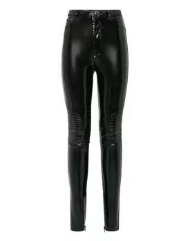 Байкерские брюки с супер высокой талией PHILIPP PLEIN, черный