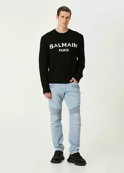 Байкерские джинсы Balmain, голубой