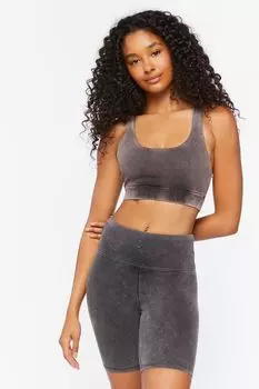 Байкерские шорты Active Mineral Wash Forever 21, угольный
