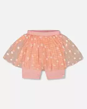 Байкерские шорты Crinkle с сетчатой юбкой в цветочек светло-розового цвета Deux par Deux
