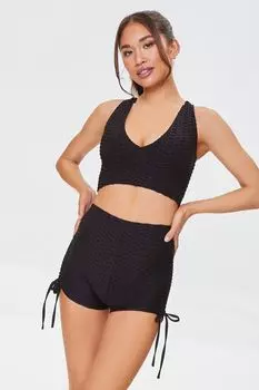 Байкерские шорты с фактурной кулиской Active Forever 21, черный