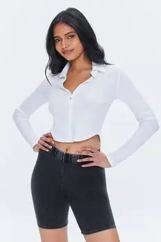 Байкерские шорты с минеральной стиркой Forever 21, черный