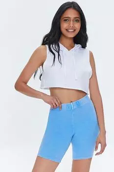 Байкерские шорты с минеральной стиркой Forever 21, синий
