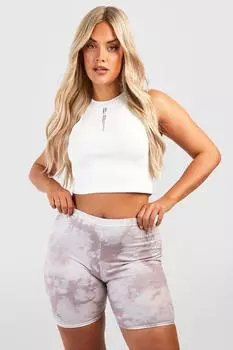 Байкерские шорты с принтом tie dye plus Boohoo, бежевый