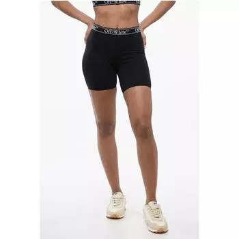 Байкерские шорты с резинкой с логотипом Off-White, Black