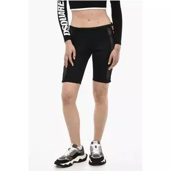 Байкерские шорты с сетчатыми деталями и логотипом на ленте Dsquared2, Black