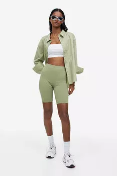 Байкерские шорты в рубчик H&M, хаки