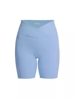 Байкерские шорты в рубчик с V-образным вырезом Year Of Ours, цвет baby blue