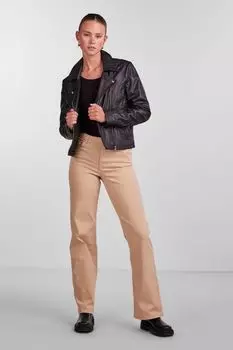 Байкерские вещи из натуральной кожи PIECES, черный