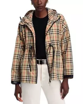 Бактон Чек Утепленная Куртка с Капюшоном Burberry, коричневый/бежевый