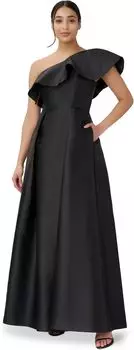 Бальное платье А-силуэта на одно плечо Adrianna Papell, черный