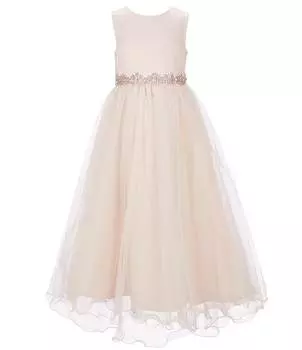 Бальное платье из атласа/сетки Chantilly Place Little Girls 2T-6X, розовый