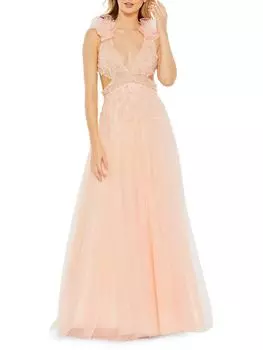 Бальное платье с рюшами и бисером Mac Duggal, цвет Peach
