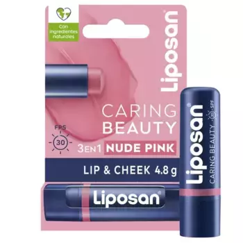 Бальзам для губ caring beauty 3en1 lip & cheek blsamo labial Liposan, цвет nude pink