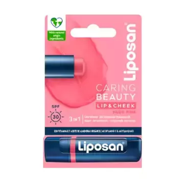 Бальзам для губ и щек 3 в 1 Caring Beauty Fps 30 Liposan, цвет nude-pink