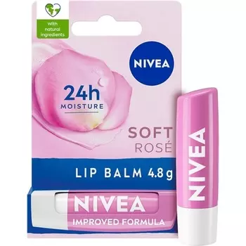 Бальзам для губ NIVEA Soft Rose 4,8 г с маслом ши, натуральными маслами и витаминами