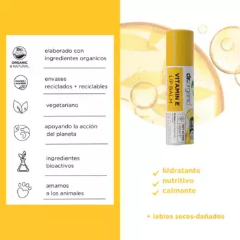 Бальзам для губ Vitamin E Blsamo Labial Dr Organic, Transparente