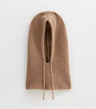 Балаклава-капюшон из мягкой вязки цвета Camel со шнурком New Look, песочный