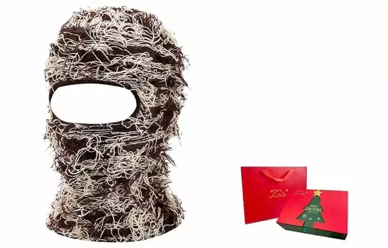 Балаклава унисекс US8ACC Coffee Rice Monster + рождественский бокс, коричневый