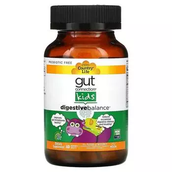 Баланс пищеварения Country Life Gut Connection Kids кисло-сладкий вкус, 60 жевательных таблеток