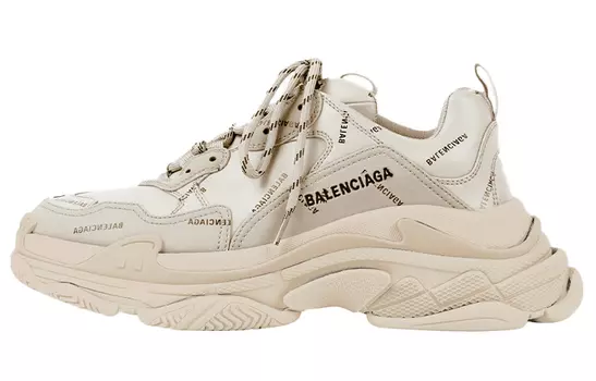 Balenciaga All Over Logo Triple S Бежевый Черный