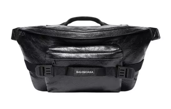 Balenciaga Армейская поясная сумка из овчины, большого размера, мужская, черная