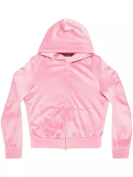 Balenciaga бархатное худи на молнии, розовый