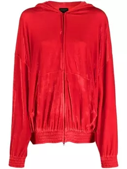 Balenciaga бархатное худи с кристаллами, красный