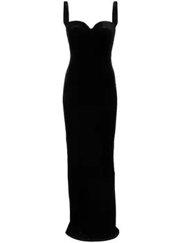 Balenciaga бархатное платье с бюстье, черный