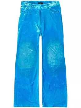 Balenciaga бархатные брюки широкого кроя, синий