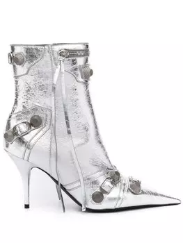 Balenciaga ботильоны Cagole 90 с эффектом металлик, серебристый