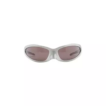 Balenciaga Cat Солнцезащитные очки в овальной оправе, серебристые