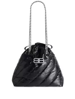 Balenciaga Crush logo-plaque quilted leather tote bag, черный