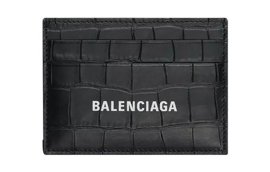 Balenciaga Держатель для карт с тиснением под крокодила, черный