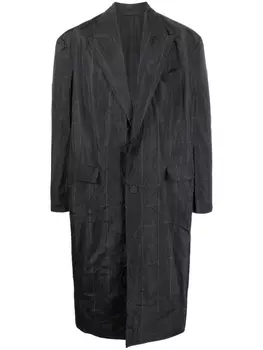 Balenciaga длинный тренч в клетку Prince of Wales, серый