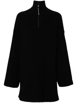 Balenciaga джемпер в рубчик с логотипом, черный
