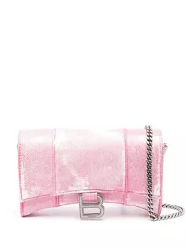 Balenciaga джинсовый кошелек Hourglass с цепочкой, розовый