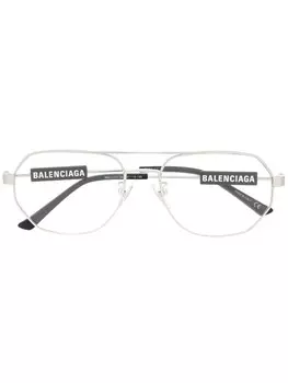 Balenciaga Eyewear очки-пилоты с логотипом, серебристый
