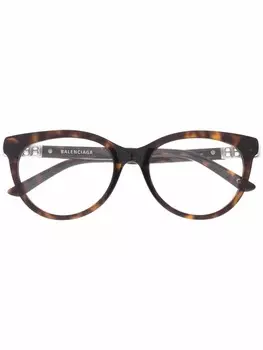 Balenciaga Eyewear очки в круглой оправе с логотипом Double B, коричневый