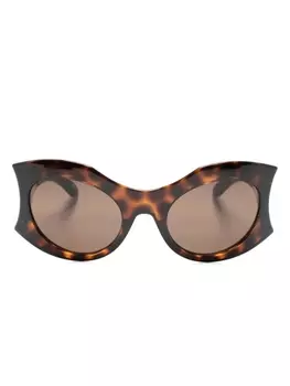 Balenciaga Eyewear солнцезащитные очки Hourglass в круглой оправе, коричневый