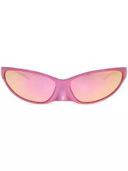 Balenciaga Eyewear солнцезащитные очки «кошачий глаз» 4G с зеркальными линзами, розовый