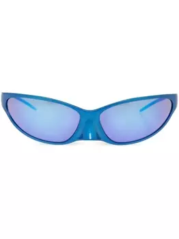 Balenciaga Eyewear солнцезащитные очки «кошачий глаз» 4G с зеркальными линзами, синий