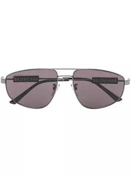 Balenciaga Eyewear солнцезащитные очки-пилоты с двойным мостом, черный