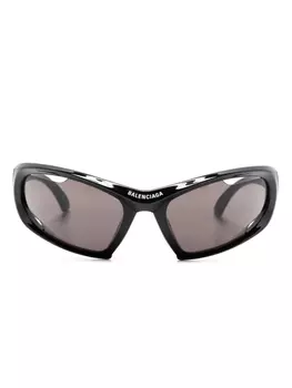 Balenciaga Eyewear солнцезащитные очки Uni Dynamo Wrap в овальной оправе, черный