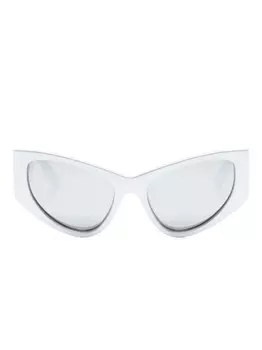 Balenciaga Eyewear солнцезащитные очки в D-образной оправе с логотипом, серебристый